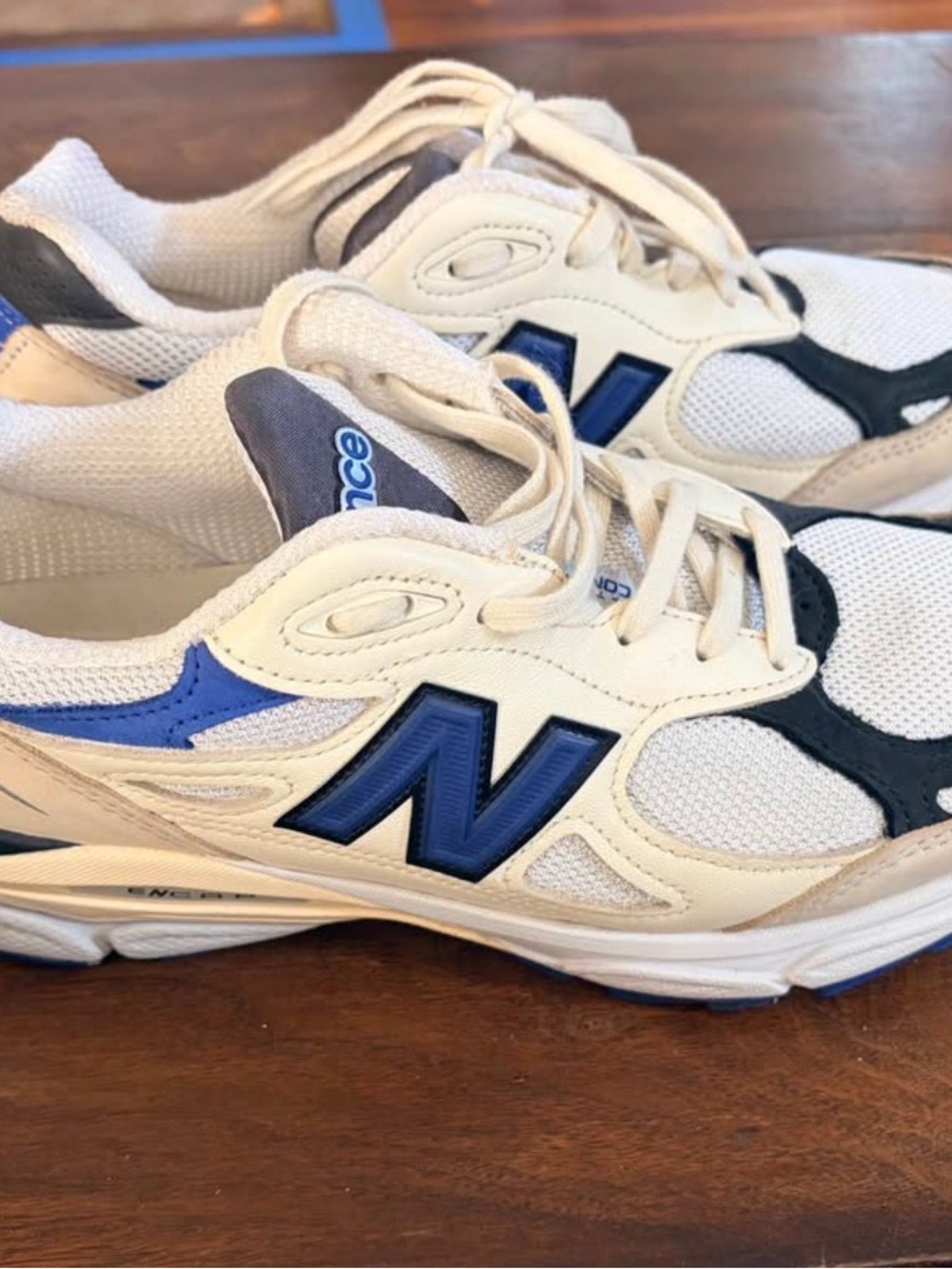 New Balance 990 v3 Teddy Santis made in USA- Cream & Blue Sneakers